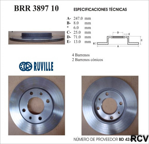 Disco Frenos  Trasera Para Peugeot 206 Xr  2007