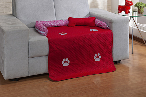 Cama Caminha Colchonete Almofada Pet Cães E Gatos Casa Laura Enxovais Tamanho G Lavavel C/ Enchimento Ossinhos Rosa