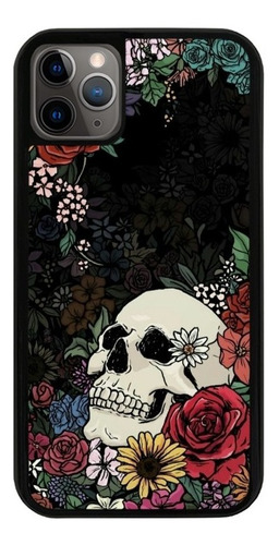 Funda Uso Rudo Tpu Para iPhone Calavera Flores Colores Moda