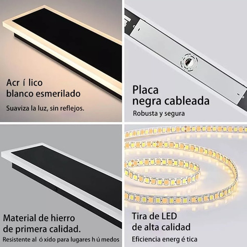 Arbotante Barra, 3 Temperatura Negro Metalico Y Acrilico, 1m Blanco Y Negro