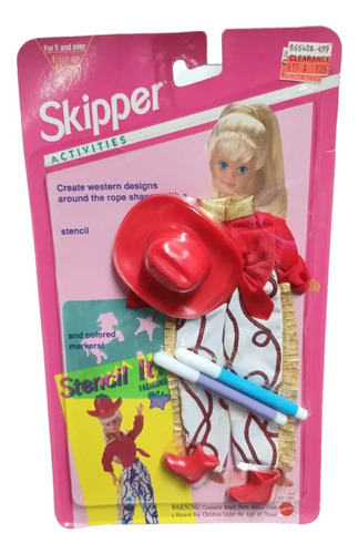 Vintage 1993 Barbie Skipper Activities Easy To Dress Stencil