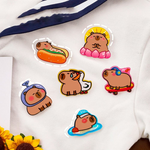 6 Peças De Broche De Capivara, Faça Você Mesmo, Emblema De C