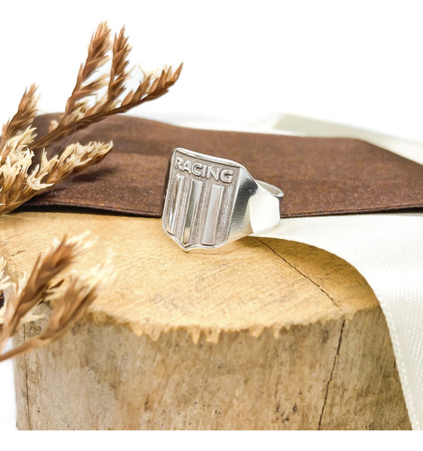 Anillo Escudo Equipo FĂștbol Argentina Racing De Avellaneda A - Chico Plata 925