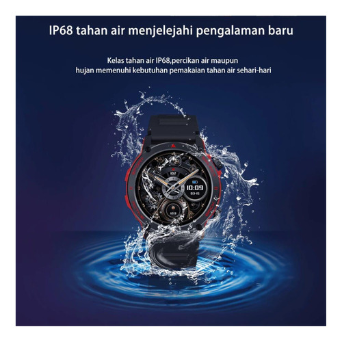 Smartwatch Peje Zw13 A Prova D'água Amoled Pulseira Extra Preto Preto Vermelho