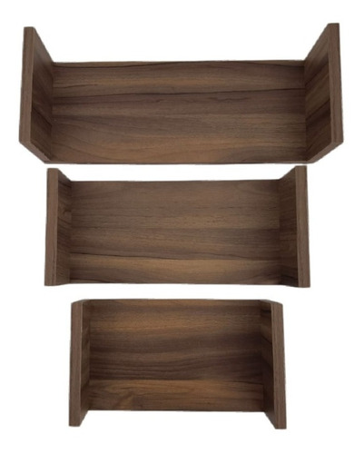 Imagen 2 de 10 de Set De 3 Repisas Flotantes Estilo U 30 X 15 Cm Color Nogal Terracota