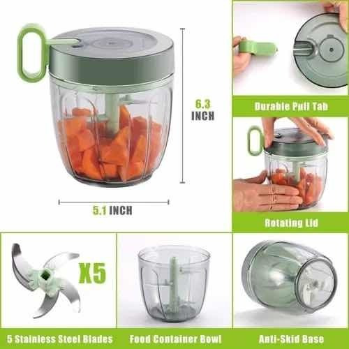 Imagen 3 de 8 de Picadora Manual Verduras Cortador Vegetales Trituradora