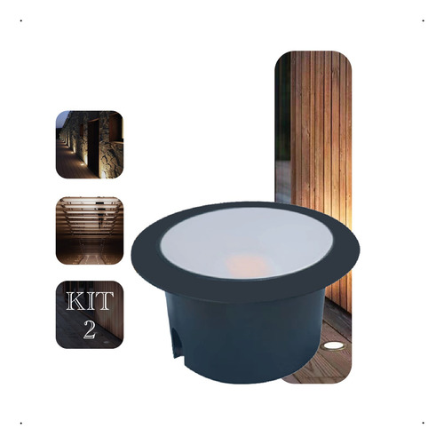 Kit 2 Balizador Spot Led 7w Embutir Chao Piso A Prova Dagua