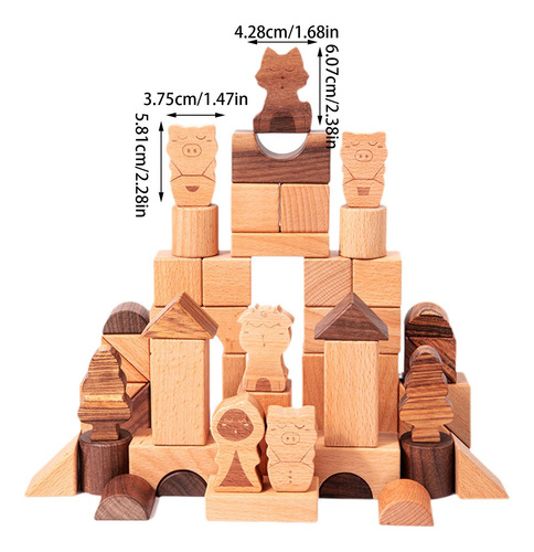50 Piezas De Bloques De Construcción De Madera, Habilidades