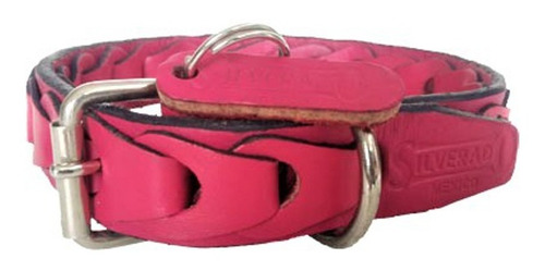 Collar Elegante Cómodo En Piel Para Raza Grande Trenzado Color Rosa Tamaño Del Collar Mediano-grande