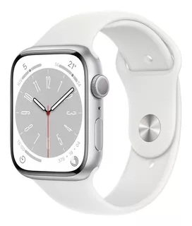 Apple Watch S8 45mm Gps-pulseira Esportiva Branca Cor da caixa Prateado Cor da pulseira Branca/Padrão