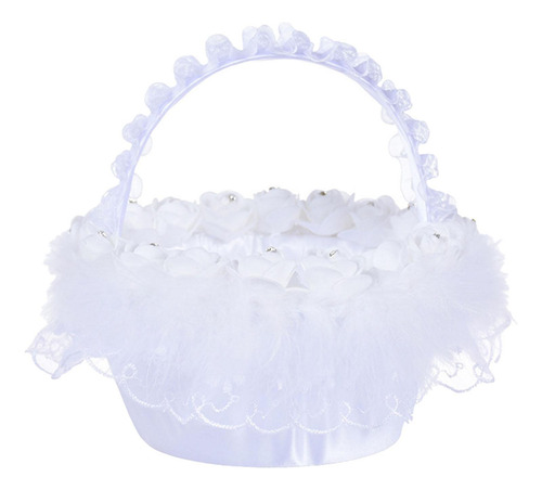 Cesta De Niña De Las Flores De La Boda Romántica Manija