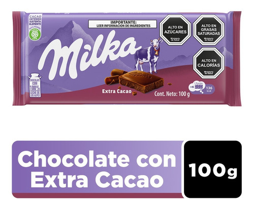Imagen 1 de 4 de Chocolate Milka® Amargo 45% Cacao Barra 100 G