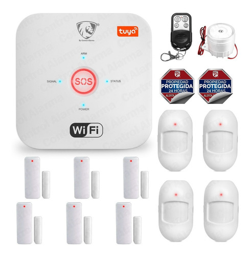 Imagen 1 de 9 de Kit 12 Alarma Wifi Vecinal Google Alexa Tuya Seguridad Casa