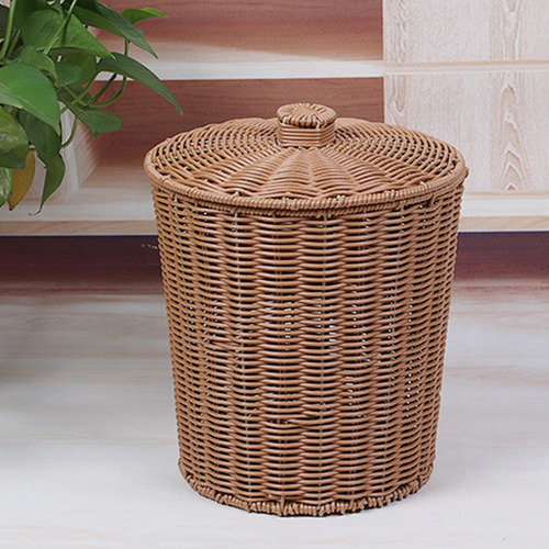 Cesta De Basura De Papel Tejida A Mano Redonda 23,5x28,5 Cm
