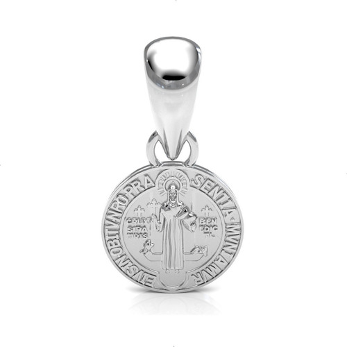 Dije Medalla San Benito 1.1 Cm De Plata .925 Agálea Joyería Color Plateado