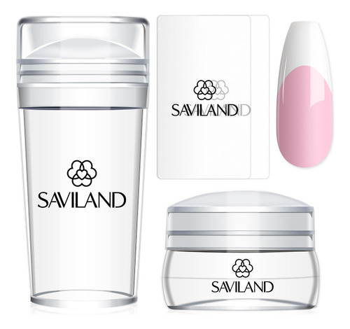 Saviland Sello De Uñas De Punta Francesa, Kit De 4 Sellos