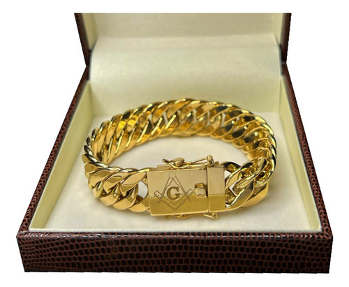 Pulseira Elos Duplos 25 Gramas Ouro 18k 750 Fecho Maçom