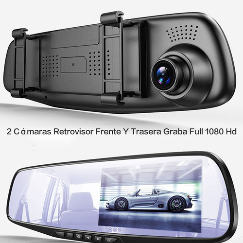 Espejo Retrovisor 2 Cámaras Delantera Y Trasera Con Pantalla