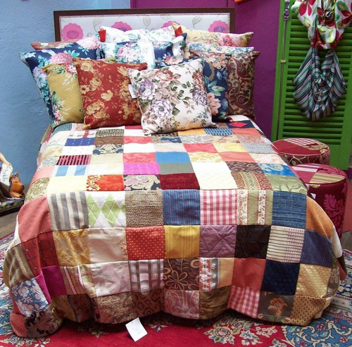 Colcha Patchwork Retalhos Casal Tapeçaria Nobre - Varal