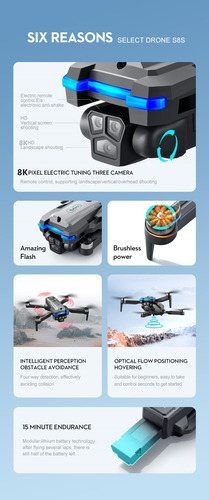 Xiaomi Drone Camera 8k Full Sensor Obstáculo Motor Brusless Preto