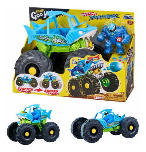 Muñeco Heroes Of Goo Jit Zu Trash Azul Y Carro Convertible