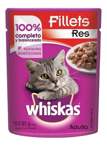Imagen 2 de 2 de Whiskas Alimento Húmedo Gatos Adultos Res 85g X3 Sobres