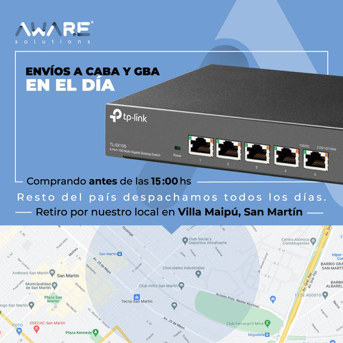 Switch De Escritorio Tp-link 5 Puertos 10g Gigabit Sx105