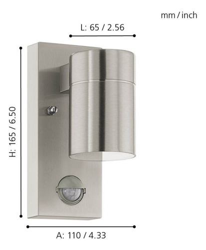 Lámpara Apliqué Riga Acero Gu10 Incluida 3w Ip44 99569