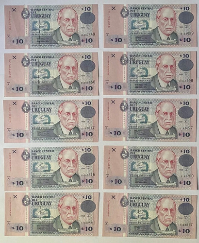 Billete Uruguay 10 Pesos 1998, 46a, Rotondaro, Bu57