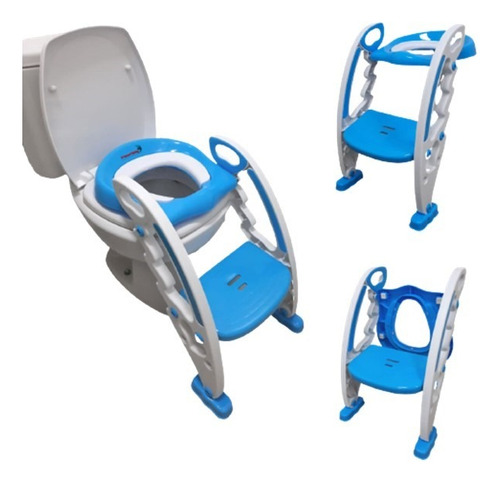 Assento Redutor Infantil C Escada Almofadado Vaso Sanitário Cor Azul Não Tem