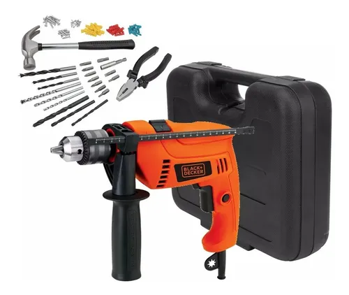comprar Taladro Percutor Eléctrico 13mm Black+decker Hd555k88 550w Color Naranja Frecuencia 50 Hz