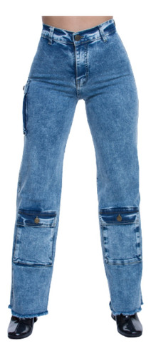 Jean Mujer Estilo Cargo Super Cómodo Casual Relax Tendencia 