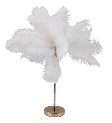 Lámpara De Mesa De Plumas Interruptor Táctil Usb Lámpara