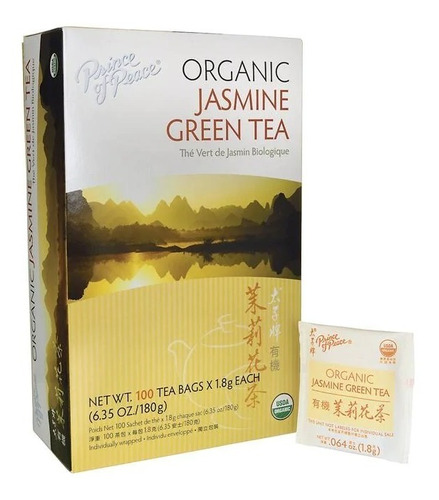 Té Verde De Jazmín Orgánico 100 Bolsas Prince Of Peace