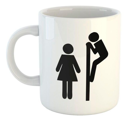 Taza De Ceramica Baño Hombre Espiando Vector