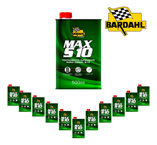 Kit 12 Aditivos Bardahl P/ Combustível Max S10 Diesel 500ml