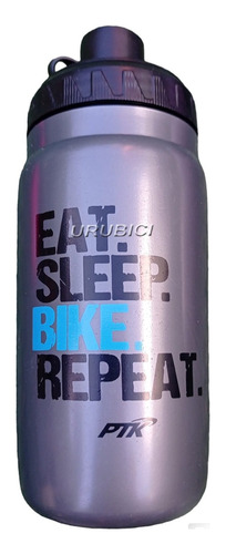 Caramañola Gris 500ml Libre De Bpa. Eat Sleep Bike Repeat