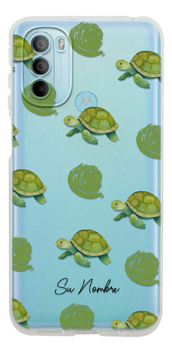 Funda Para Motorola Para Mujer Patrón Tortugas Con Tu Nombre