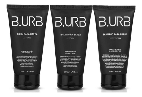 Kit 2x Balm Uptown E 1x Shampoo Brentwood Para Barba Urbana