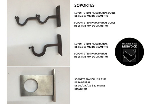 Barral De Hierro 2 Metros Para Cortinas Negro
