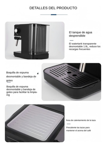 Cafetera Espresso Con Espumador Leche & Molino Café 20 Bar Negro