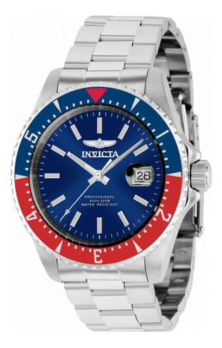 Reloj Para Hombres Invicta Pro Diver 36784 Acero Color de la correa Plateado Color del bisel Azul/Rojo Color del fondo Azul