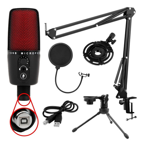 Kit Locucion Microfono Condenser Usb + Acc Streaming Radio