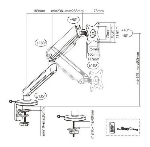 Imagem 4 de 4 de Suporte Gamer Para Monitor Universal Led De 17 À 27 Prata