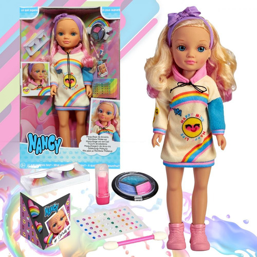 Muñeca Nancy Maquillaje Arcoiris Con Accesorios Famosa