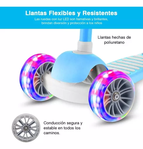 Scooter Para Niños Niñas 2-10 Años Patinete De 3 Ruedas Con Luces