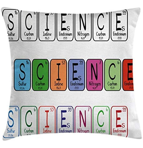 Ambesonne Tabla Periódica Throw Pillow Cojín Cover, Science 