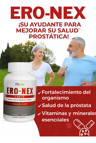 Ero-nex Fitlife Salud De La Prostata | 120 Cáps - 2 Meses Sin Sabor