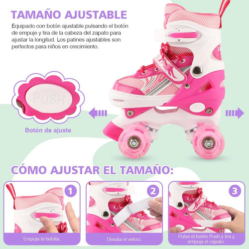 Patines Ajustables En 4 Ruedas Para Niño Y Niña Con Kit De P
