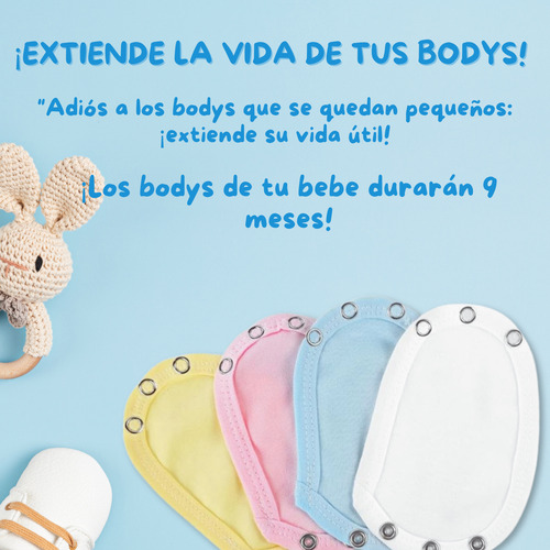 Pack 4 Bodys + 4 Extensores Niña Niño 100% Algodón Tedmimak